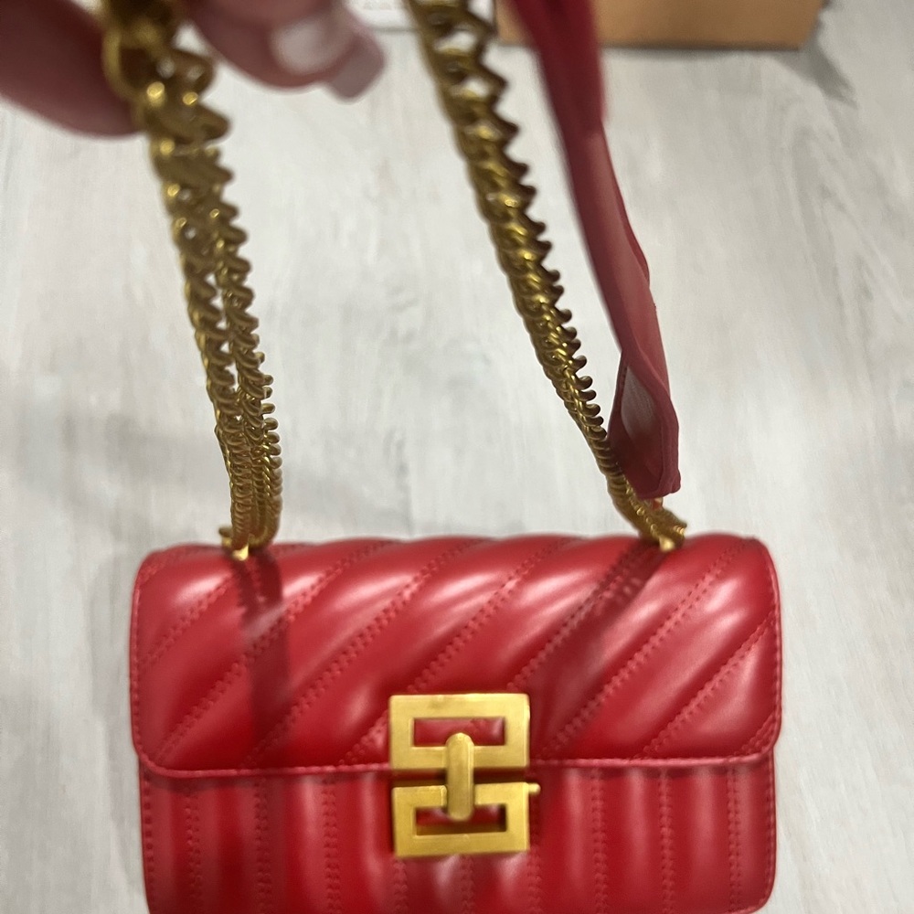 Red and Gold Mini Quilted Chain Bag